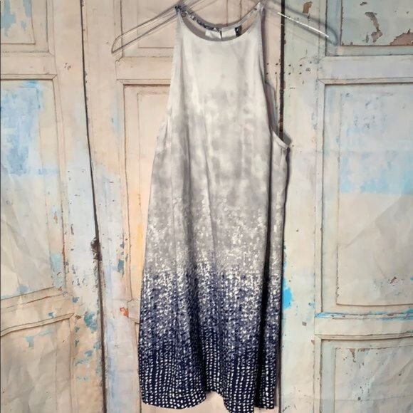 Forever 21 Contemporary S Blue Gray Silky Slinky High Neck Sleeveless Summer Min - Picture 4 of 7